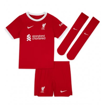 Otroški Nogometni dresi Liverpool Mohamed Salah #11 Domači 2023-24 Kratek Rokav (+ Kratke hlače)